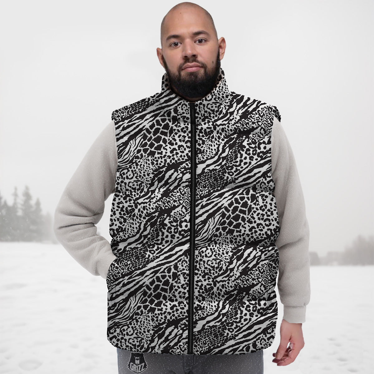 Pink Floral Tropical Palm Leaves Hawaiian Pattern Print Down Vest-grizzshop