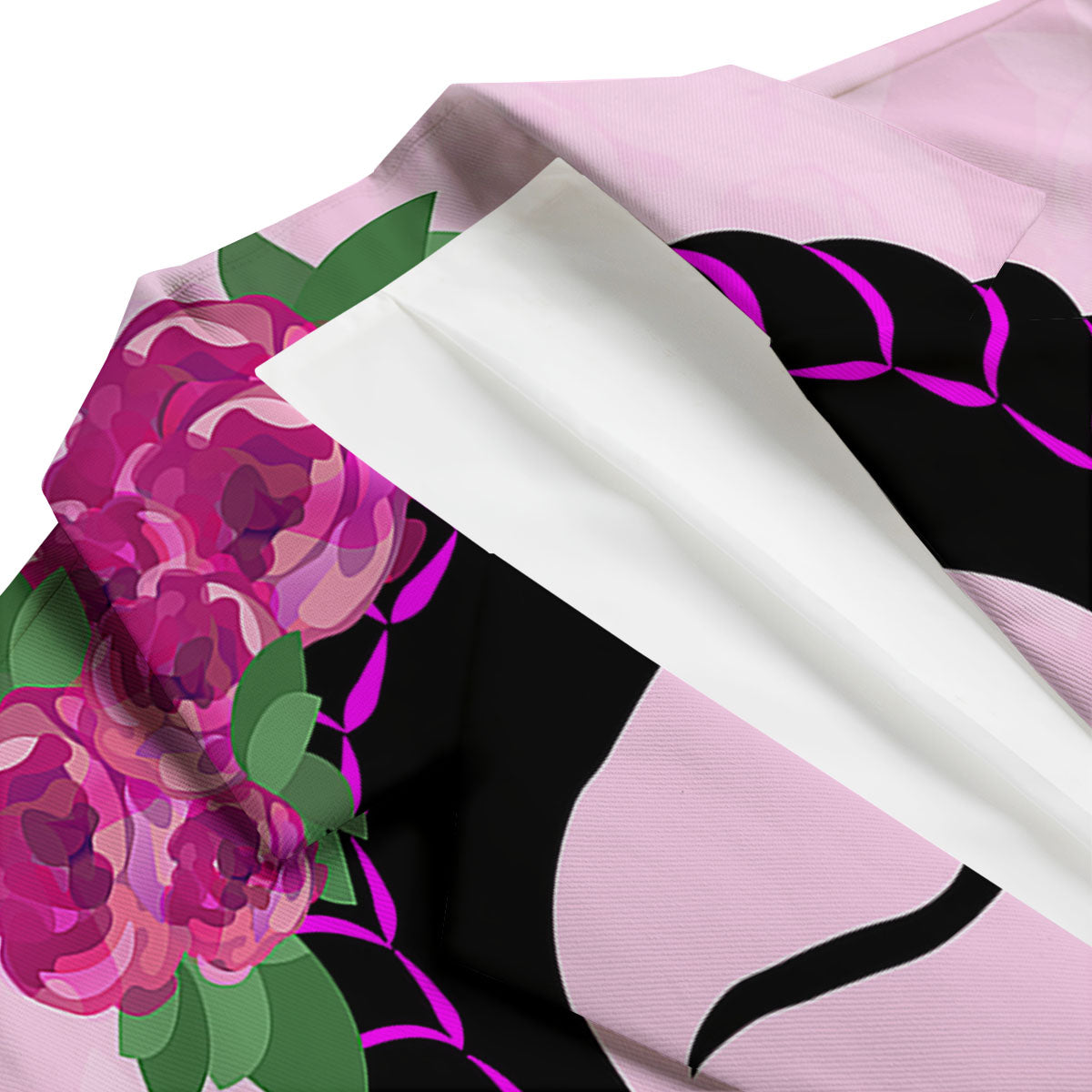 Pink Flower And Frida Kahlo Print Men's Blazer-grizzshop