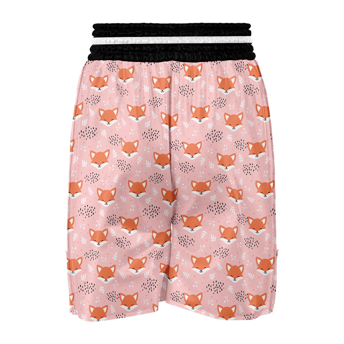 Pink Fox Pattern Print Boxing Shorts-grizzshop