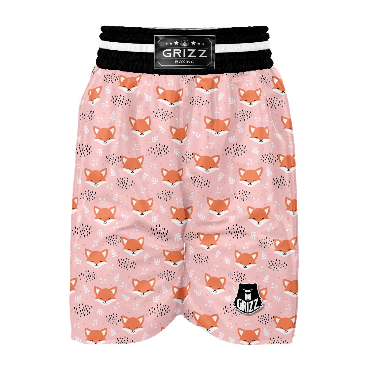 Pink Fox Pattern Print Boxing Shorts-grizzshop