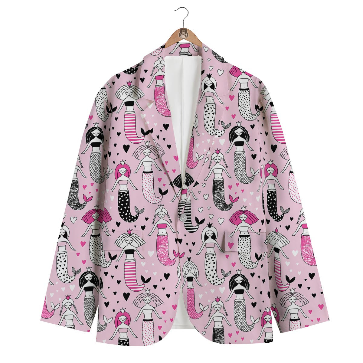 Pink Girly Mermaid Teal Scales Men's Blazer-grizzshop
