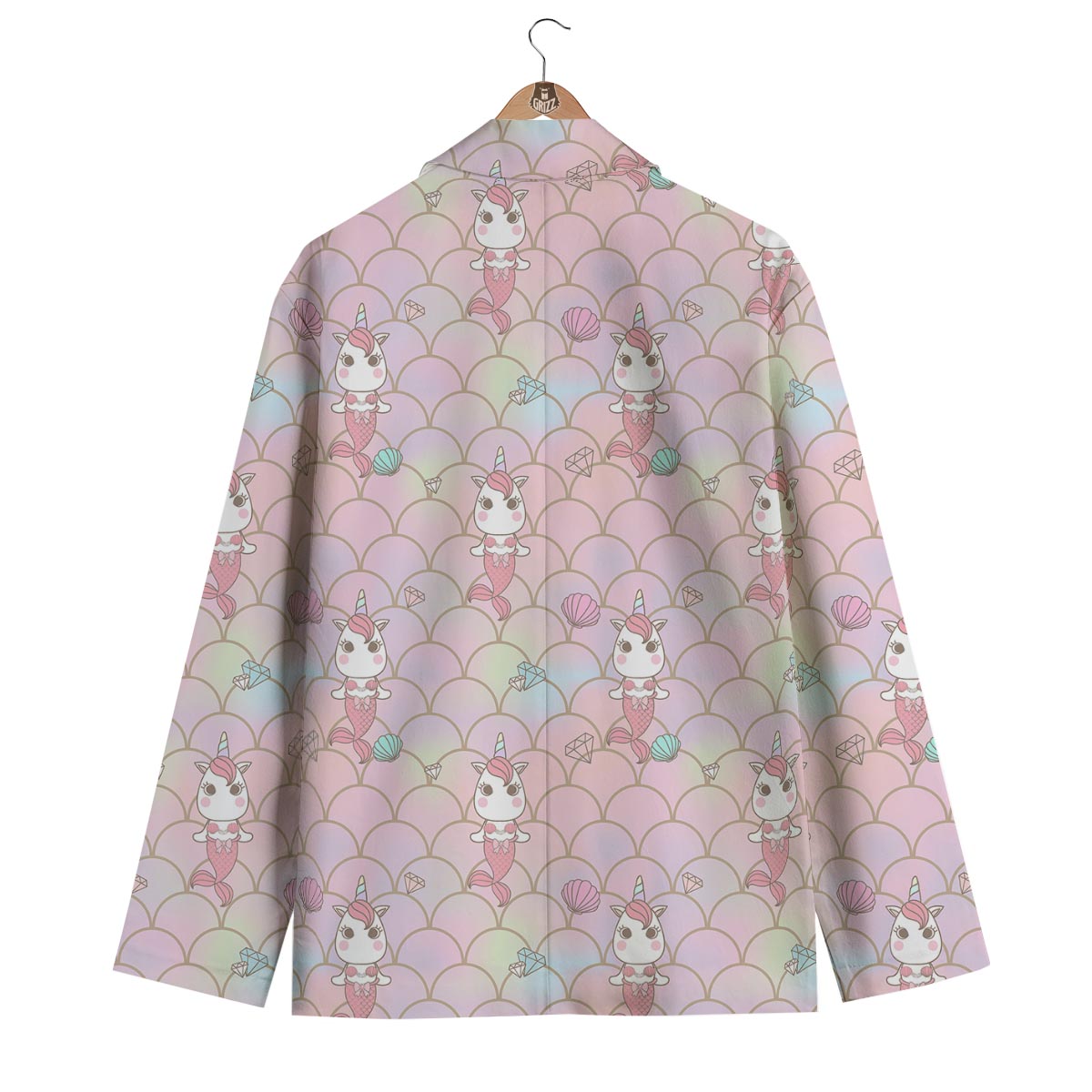 Pink Girly Mermaid Unicon Teal Scales Men's Blazer-grizzshop