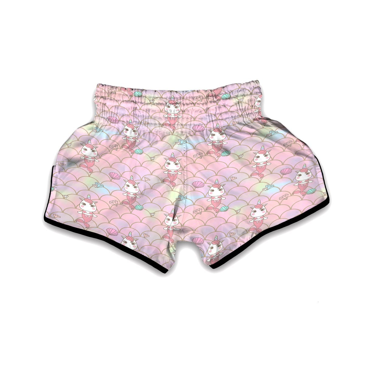 Pink Girly Mermaid Unicon Teal Scales Muay Thai Boxing Shorts-grizzshop