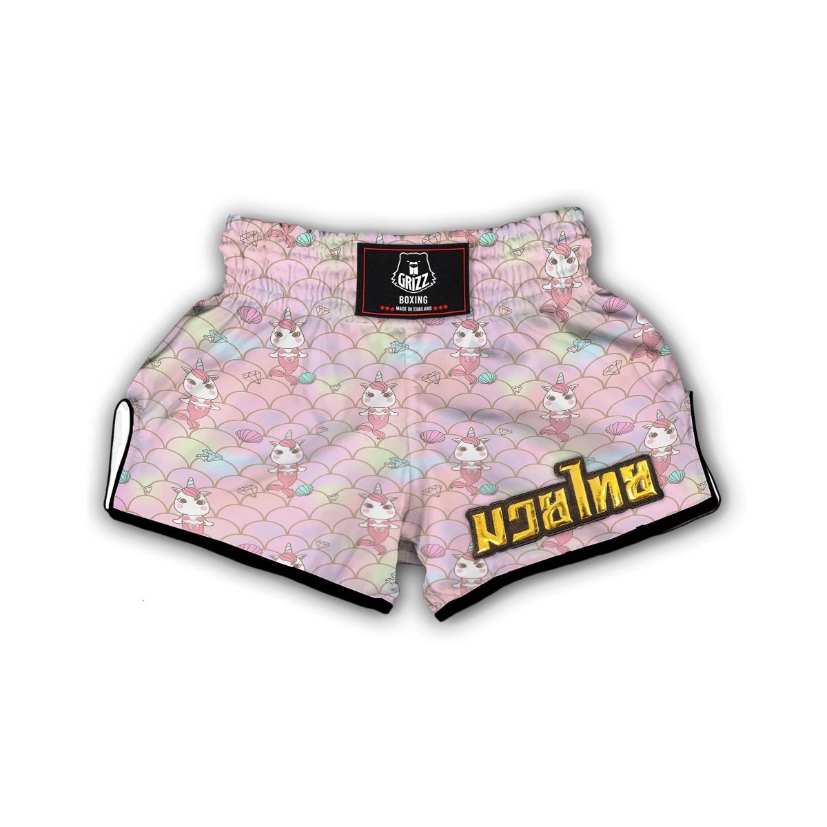 Pink Girly Mermaid Unicon Teal Scales Muay Thai Boxing Shorts-grizzshop