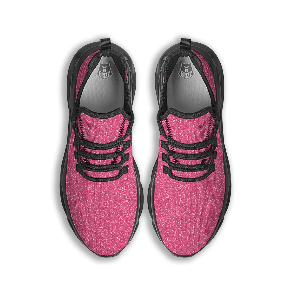 Pink Glitter Artwork Print Black Running Shoes-grizzshop