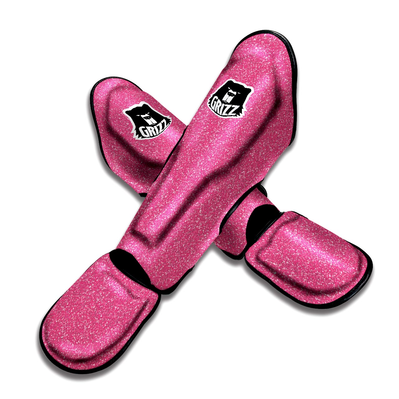 Pink Glitter Artwork Print Muay Thai Shin Guards-grizzshop