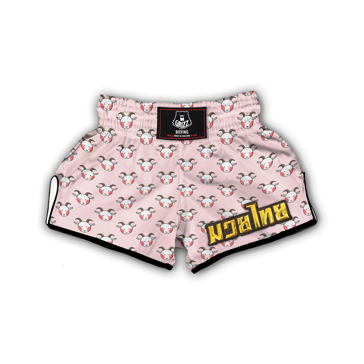 Pink Goat Sheep Pattern Print Muay Thai Boxing Shorts-grizzshop
