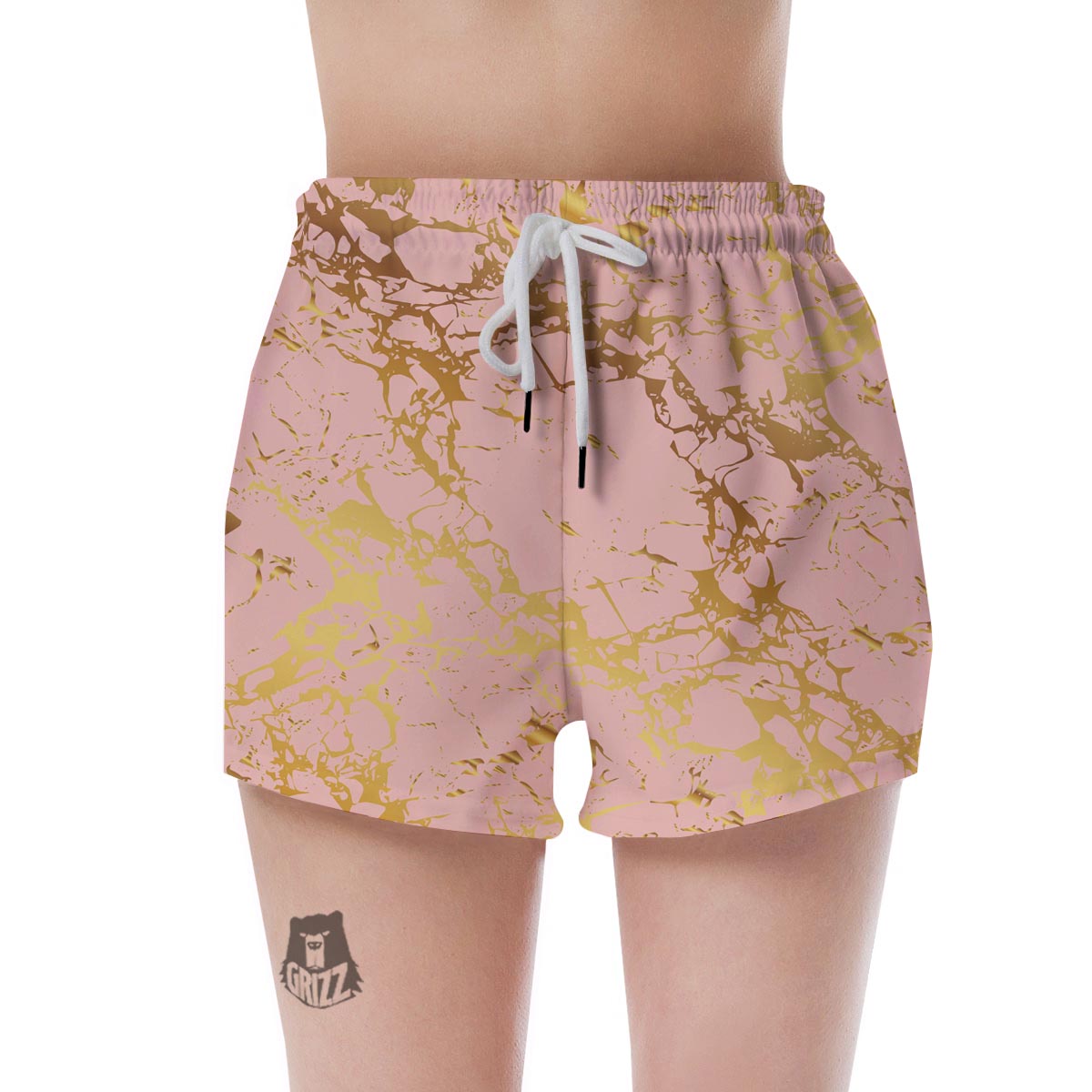 Pink Gold Marble Women's Shorts-grizzshop