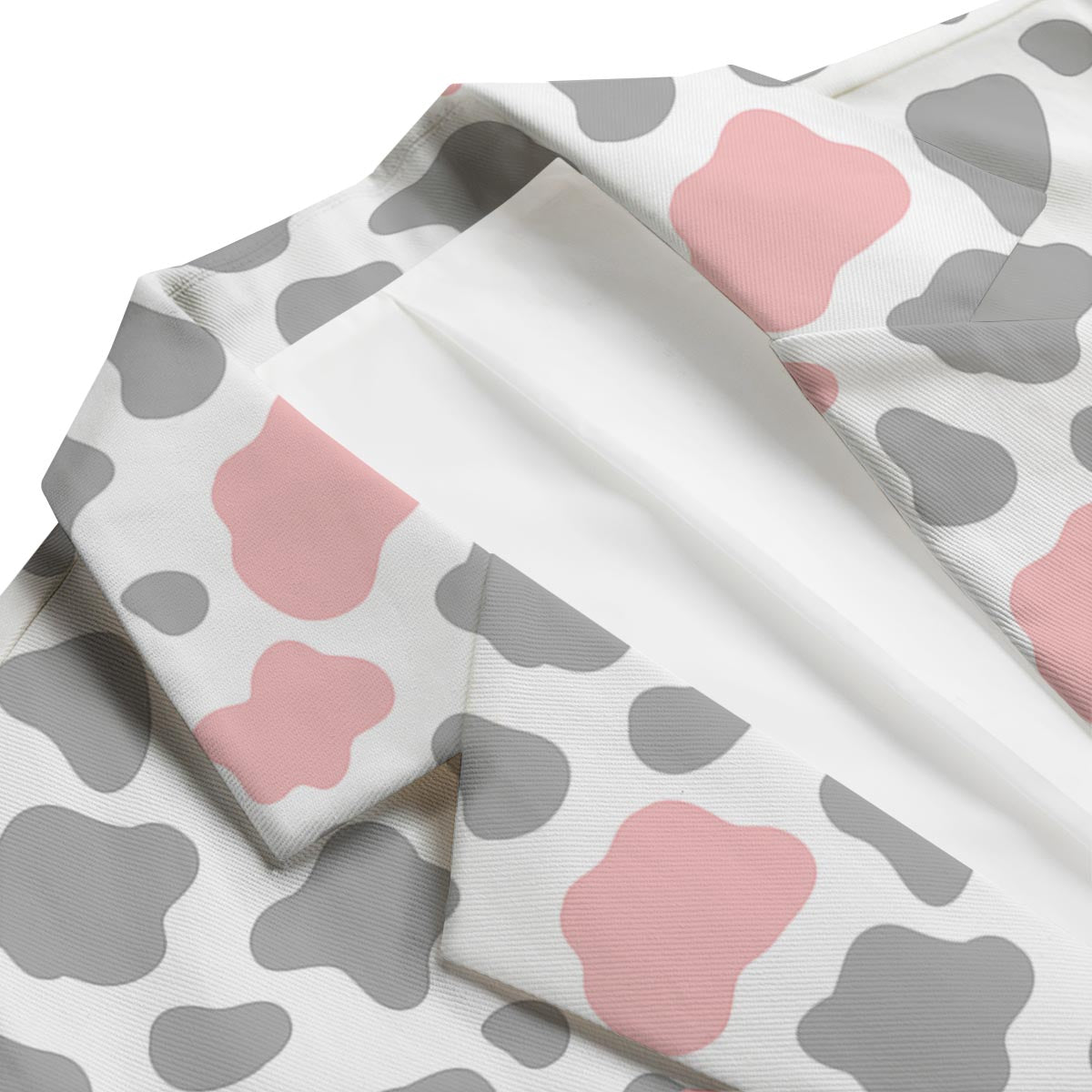 Pink Gray Cow Pattern Print Men's Blazer-grizzshop
