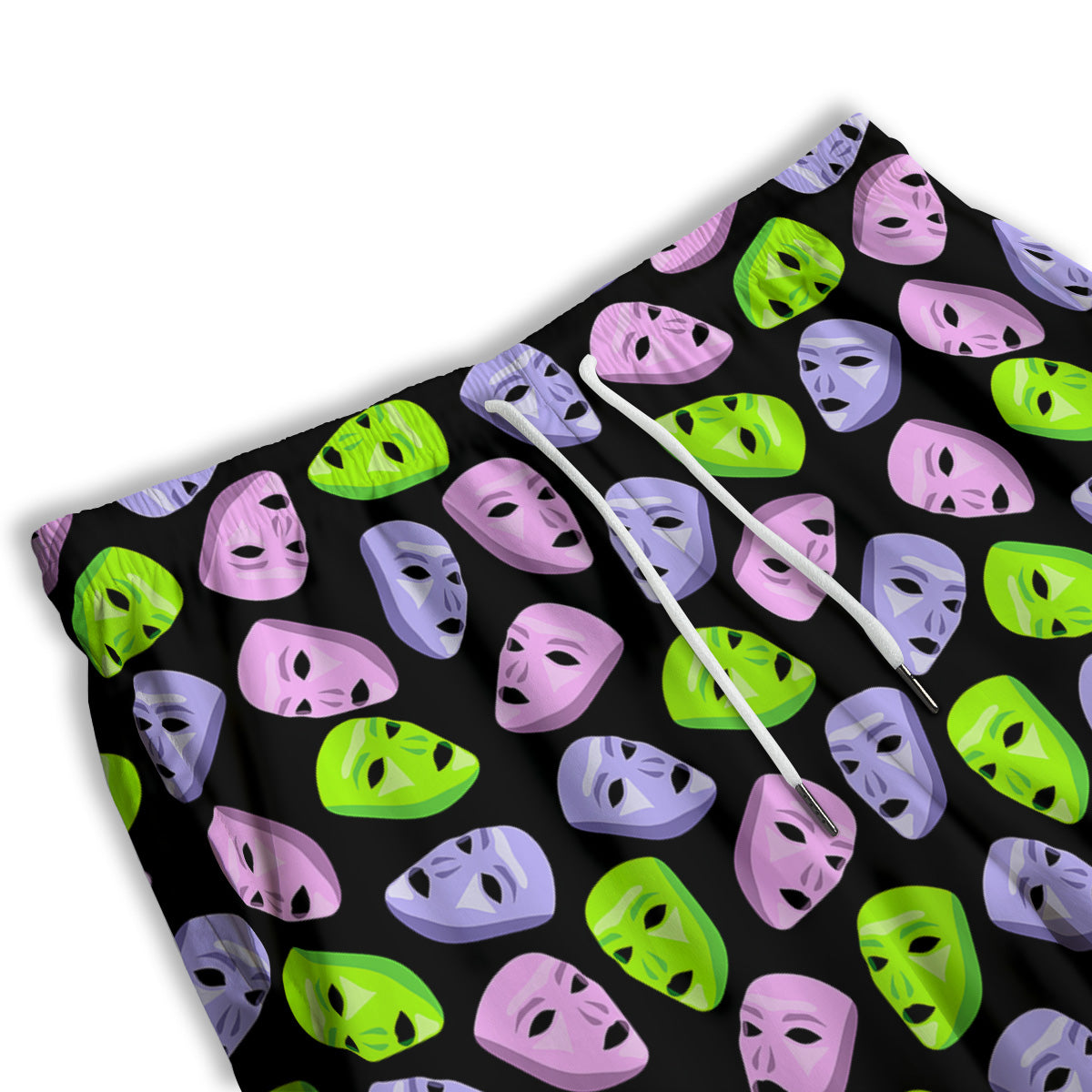 Pink Green And Purple Theater Masks Print Pattern Men's Athletic Shorts