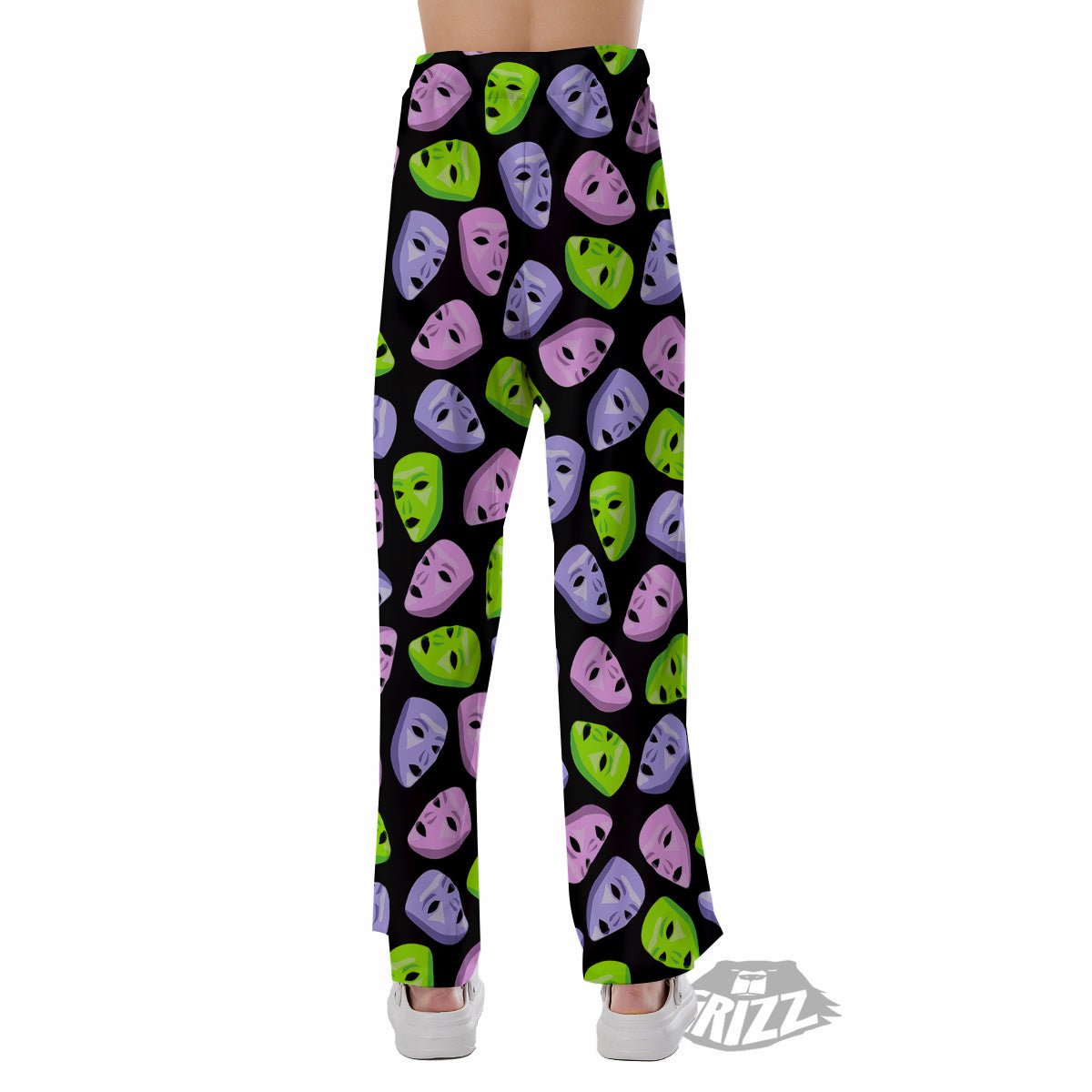 Pink Green And Purple Theater Masks Print Pattern Pajama Pants-grizzshop