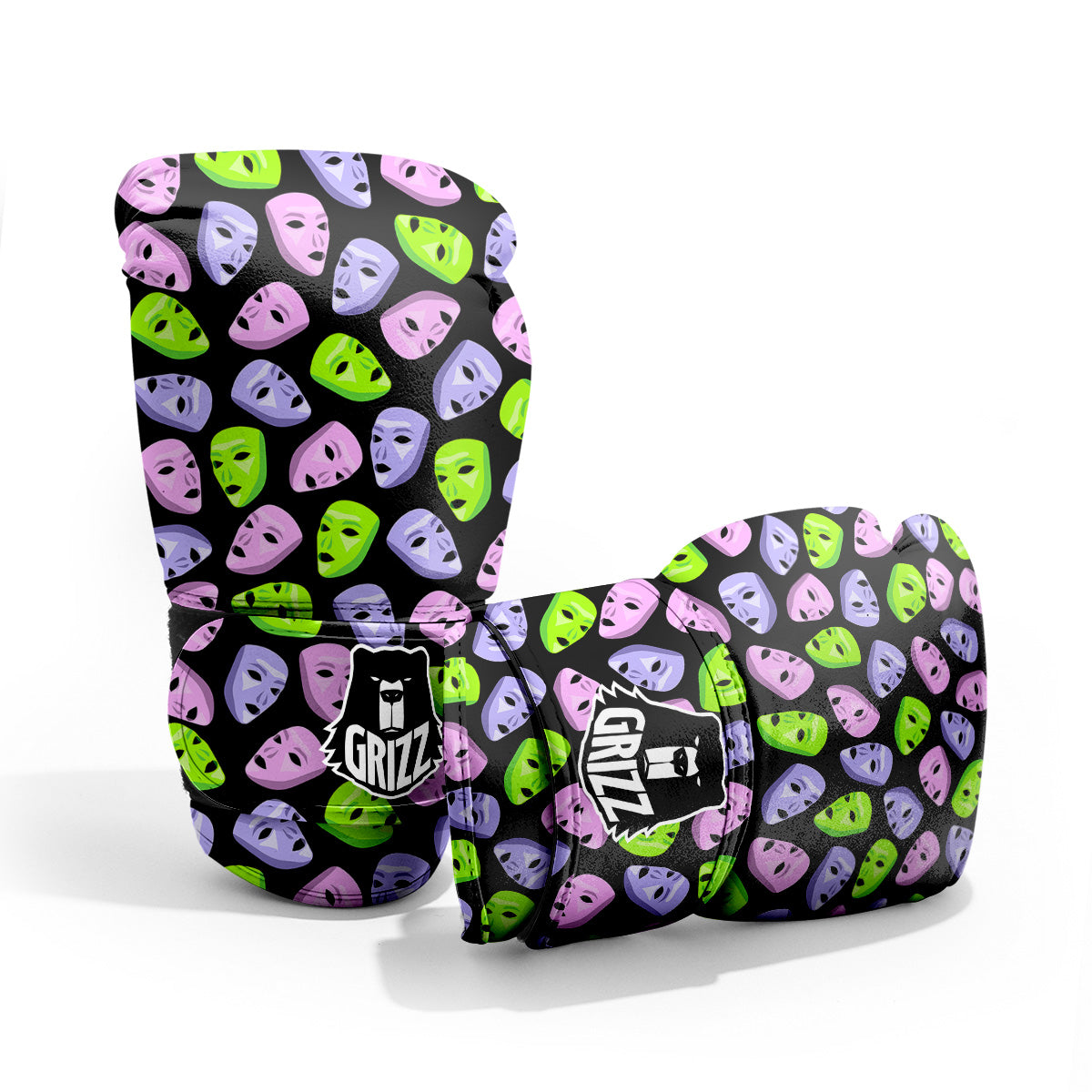 Pink Green And Purple Theater Masks Print Pattern Pro Boxing Glove