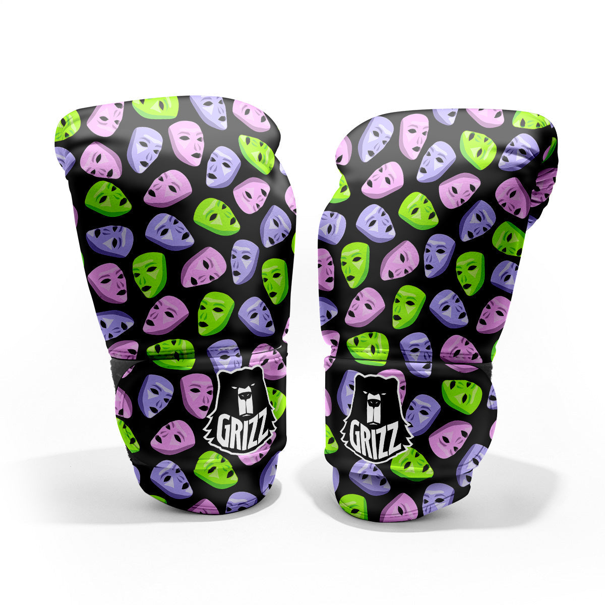 Pink Green And Purple Theater Masks Print Pattern Pro Boxing Glove