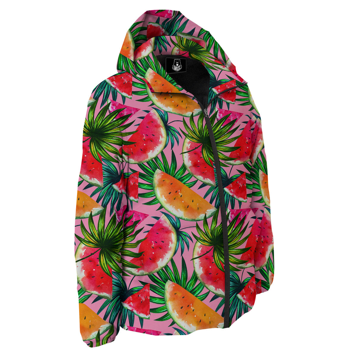 Pink Hawaiian Watermelon Print Pattern Down Jacket-grizzshop