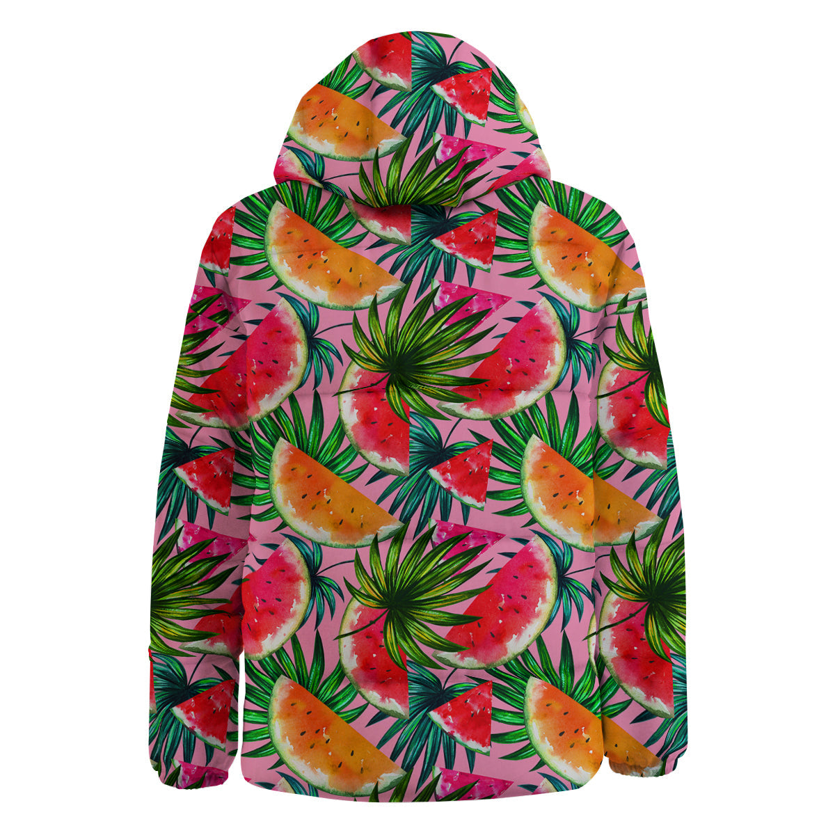 Pink Hawaiian Watermelon Print Pattern Down Jacket-grizzshop