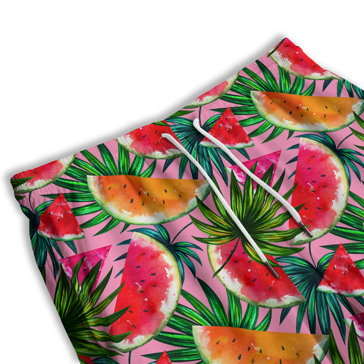 Pink Hawaiian Watermelon Print Pattern Men's Athletic Shorts