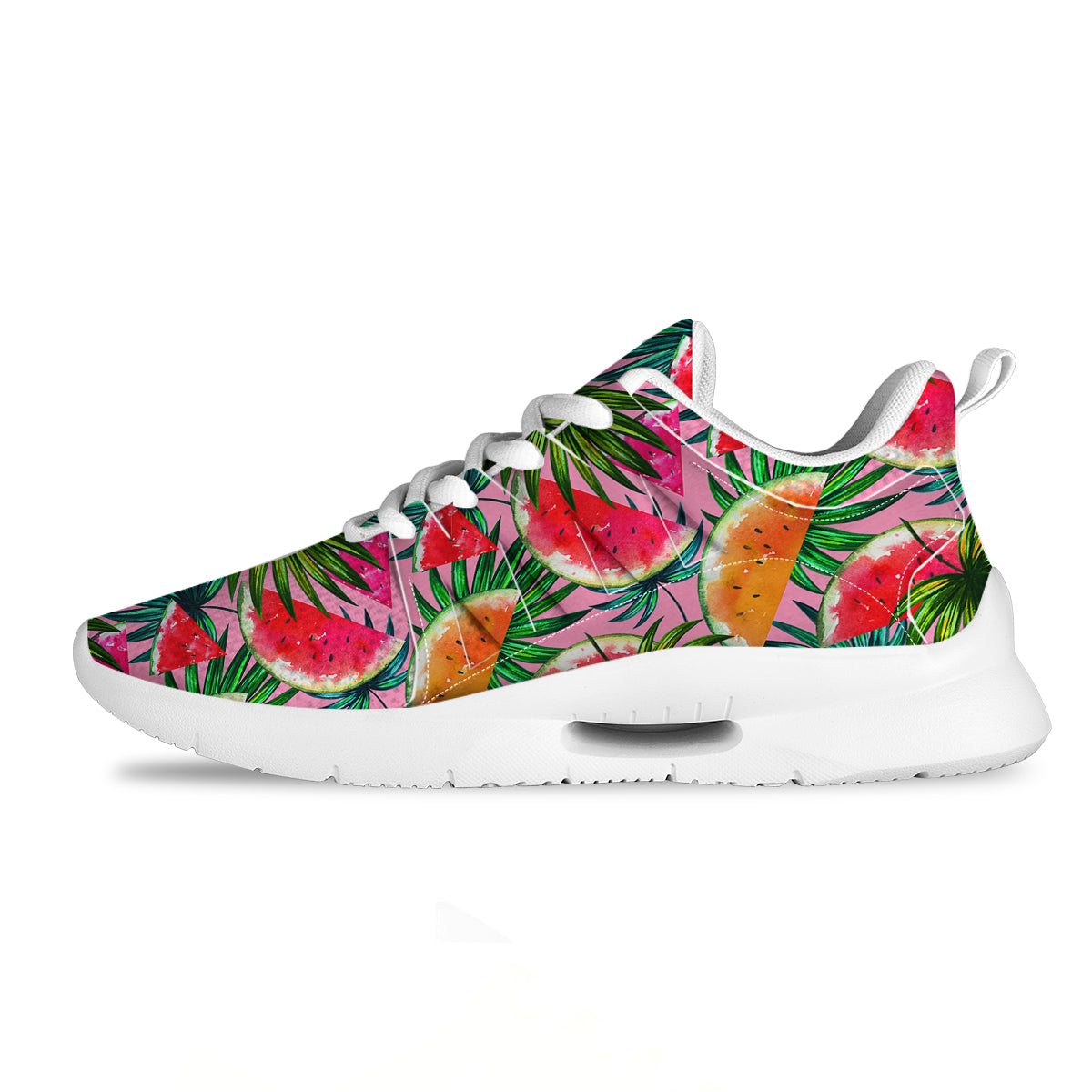 Pink Hawaiian Watermelon Print Pattern Tennis Shoes-grizzshop