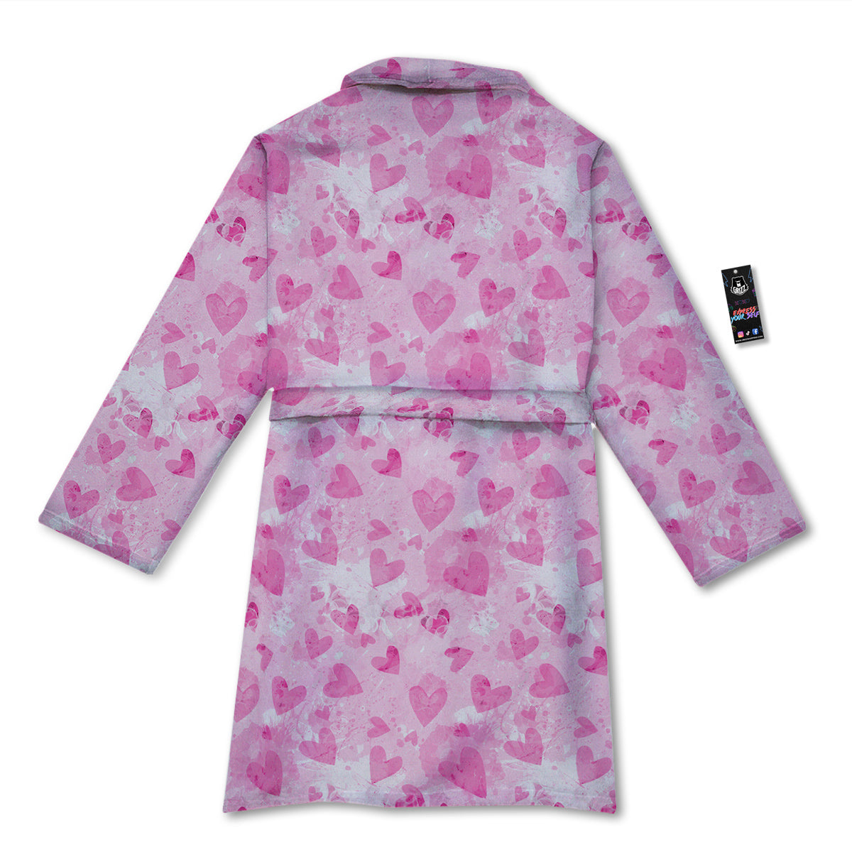 Pink Heart Cute Print Pattern Bathrobe-grizzshop