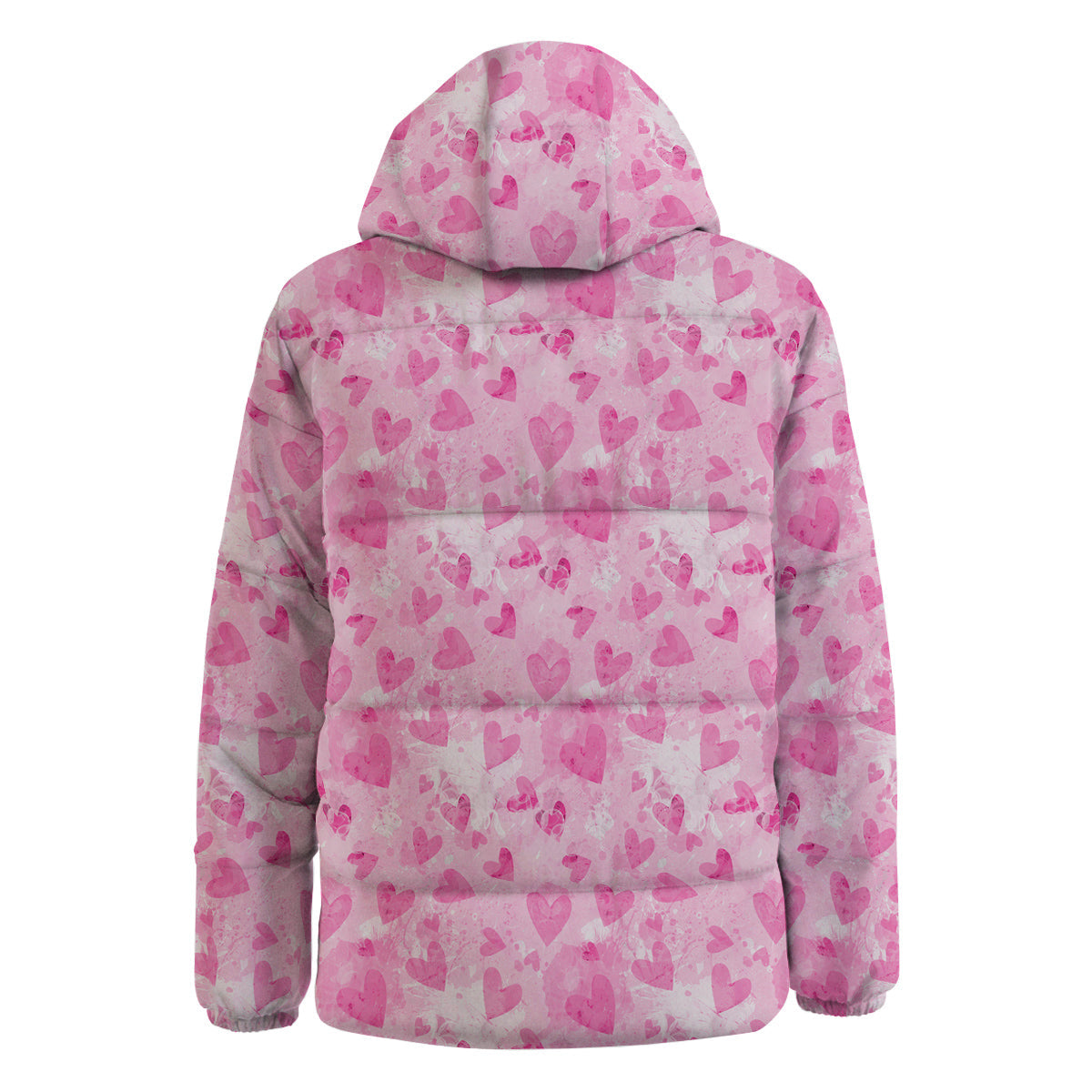 Pink Heart Cute Print Pattern Down Jacket-grizzshop