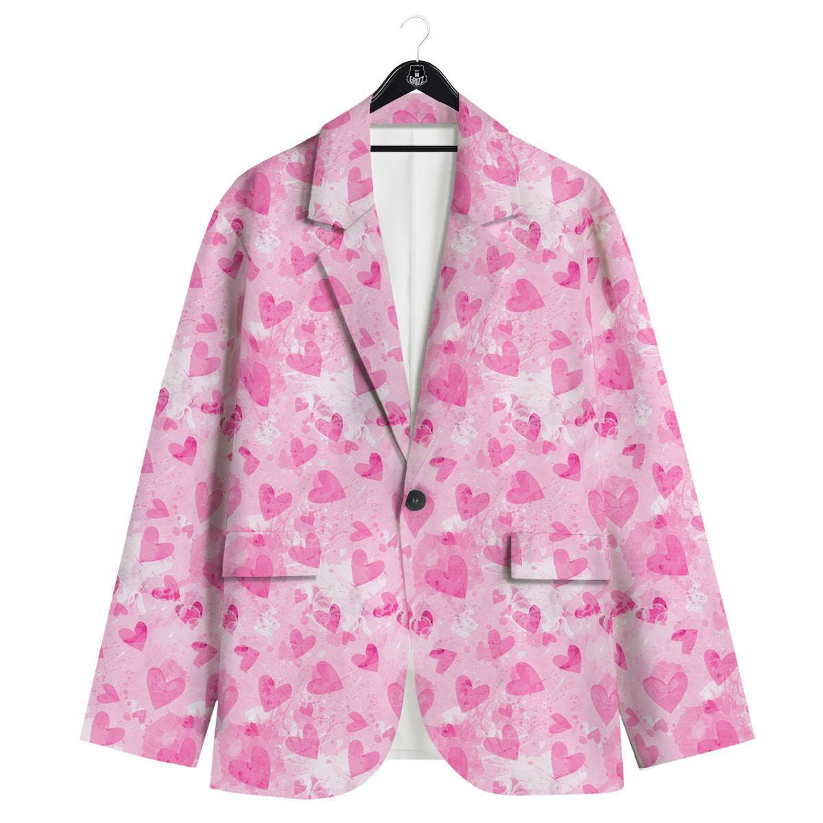 Pink Heart Cute Print Pattern Men's Sport Coat-grizzshop