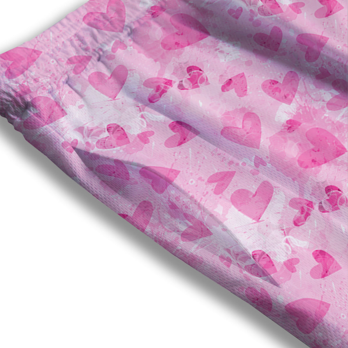 Pink Heart Cute Print Pattern Mesh Shorts
