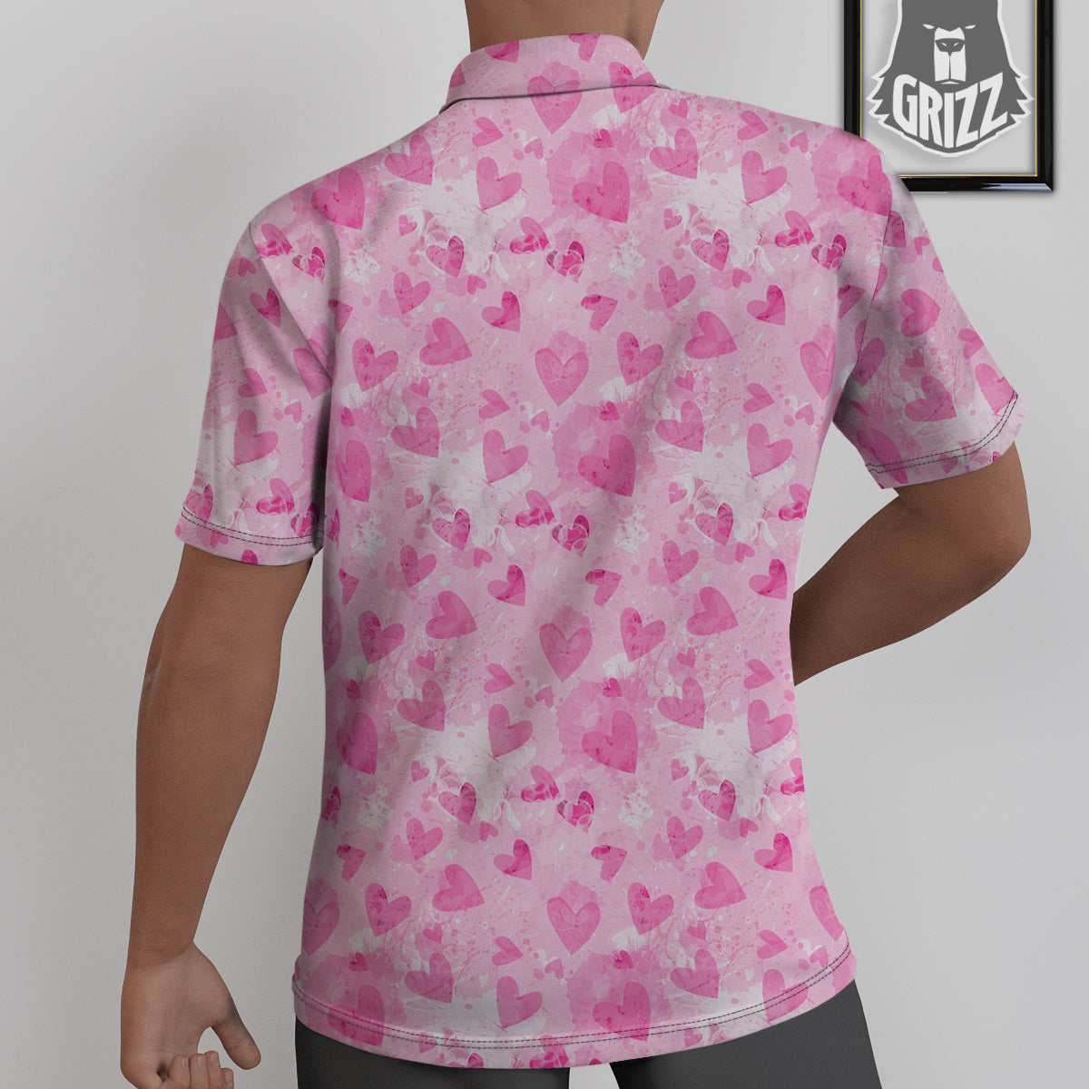 Pink Heart Cute Print Pattern Untucked Shirts-grizzshop