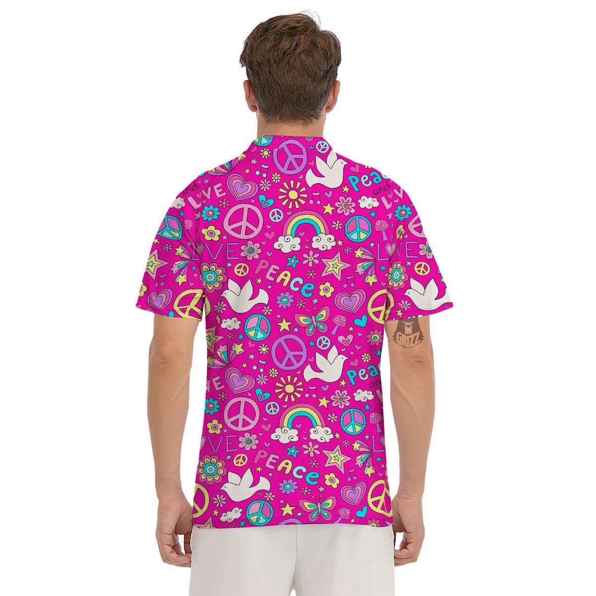 Pink Hippie Men's Golf Shirts-grizzshop
