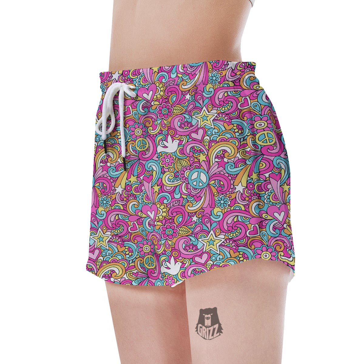 Pink Hippie Psychedelic Women's Shorts-grizzshop
