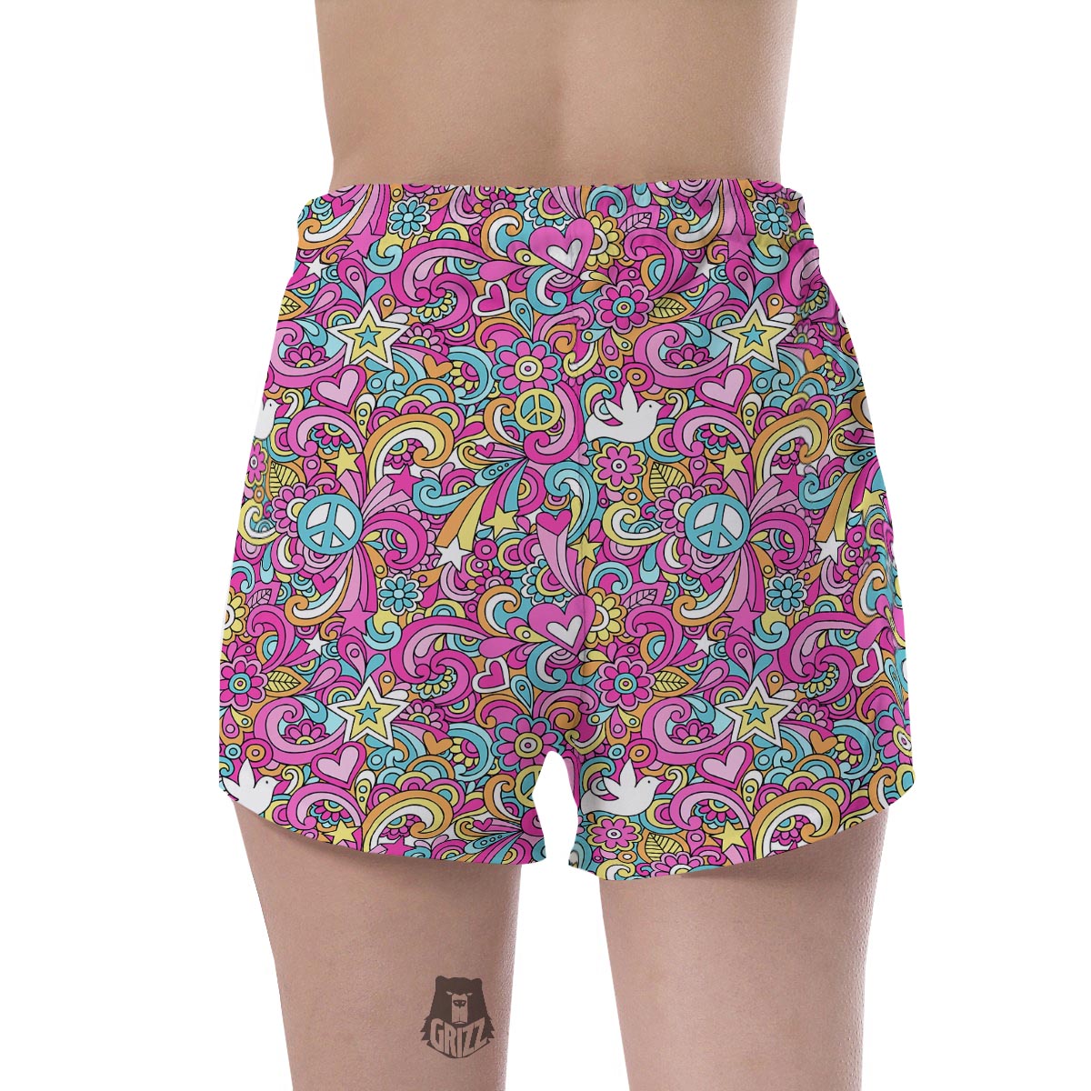 Pink Hippie Psychedelic Women's Shorts-grizzshop