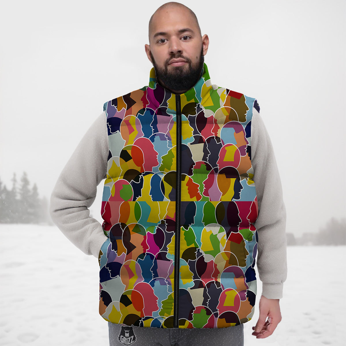 Pink Hot Air Balloon Pattern Print Down Vest