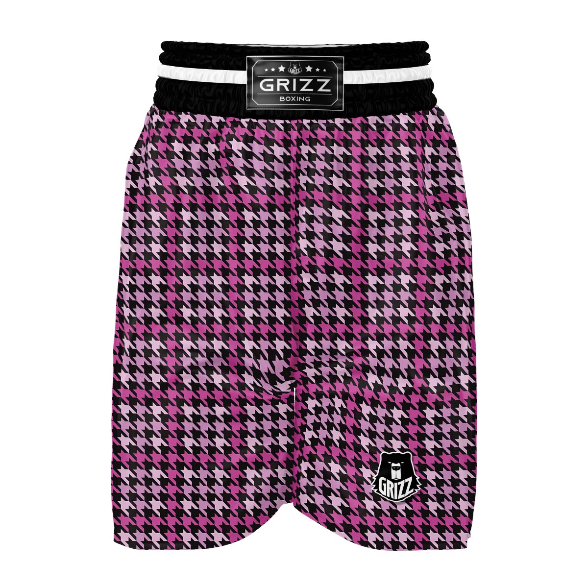 Pink Houndstooth Boxing Shorts-grizzshop
