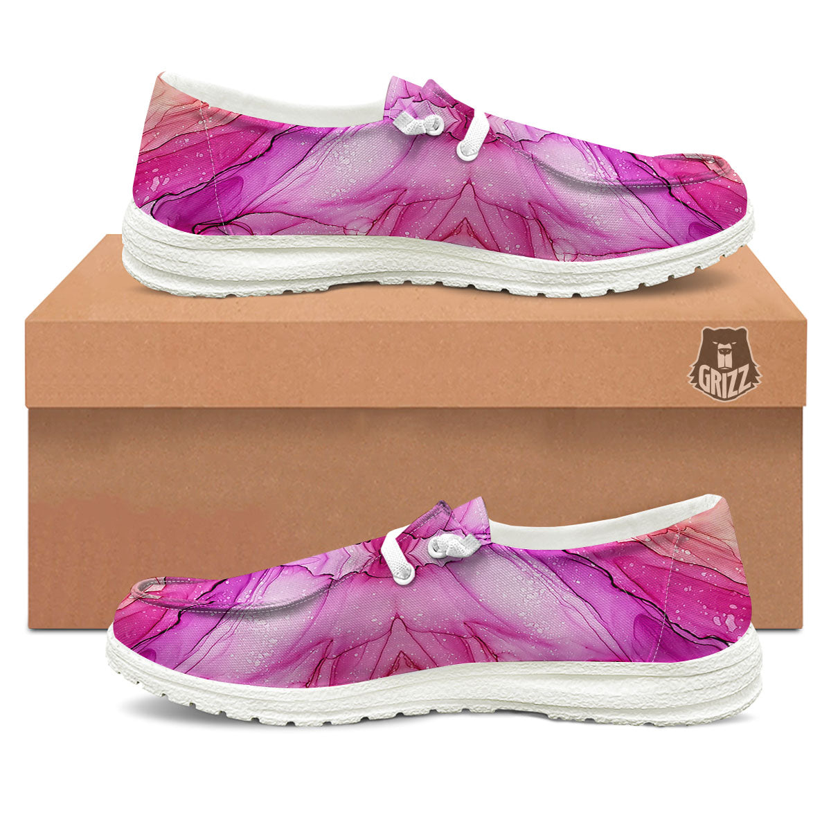 Pink Kaleidoscope Print Black Loafers-grizzshop