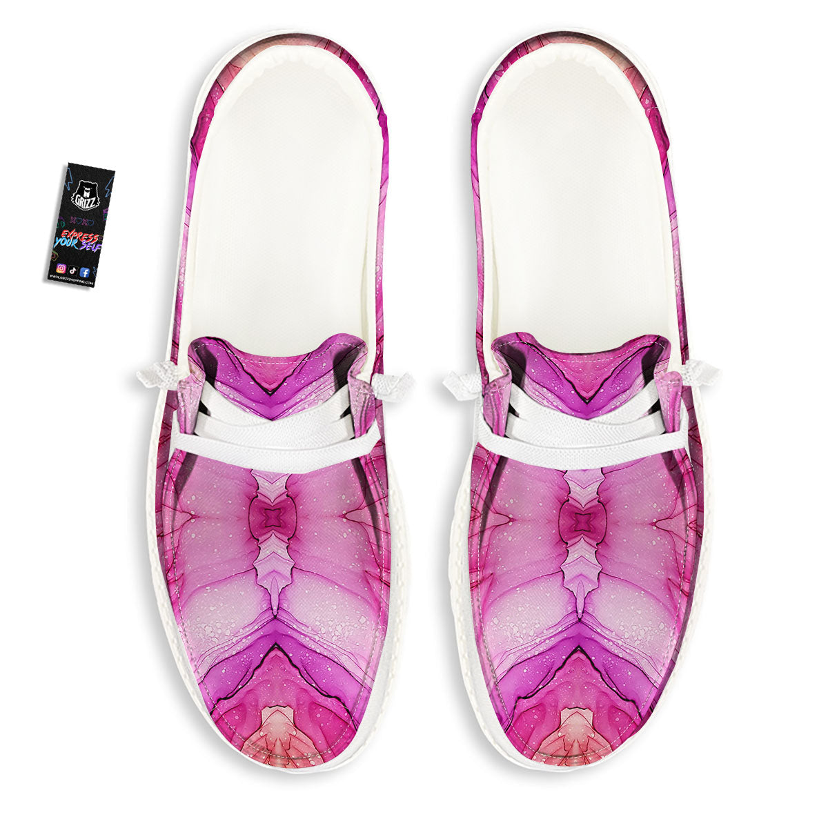 Pink Kaleidoscope Print Black Loafers-grizzshop