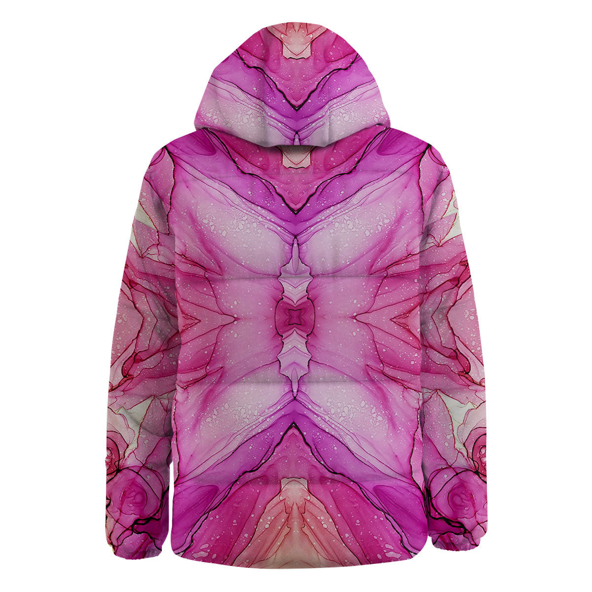 Pink Kaleidoscope Print Down Jacket-grizzshop