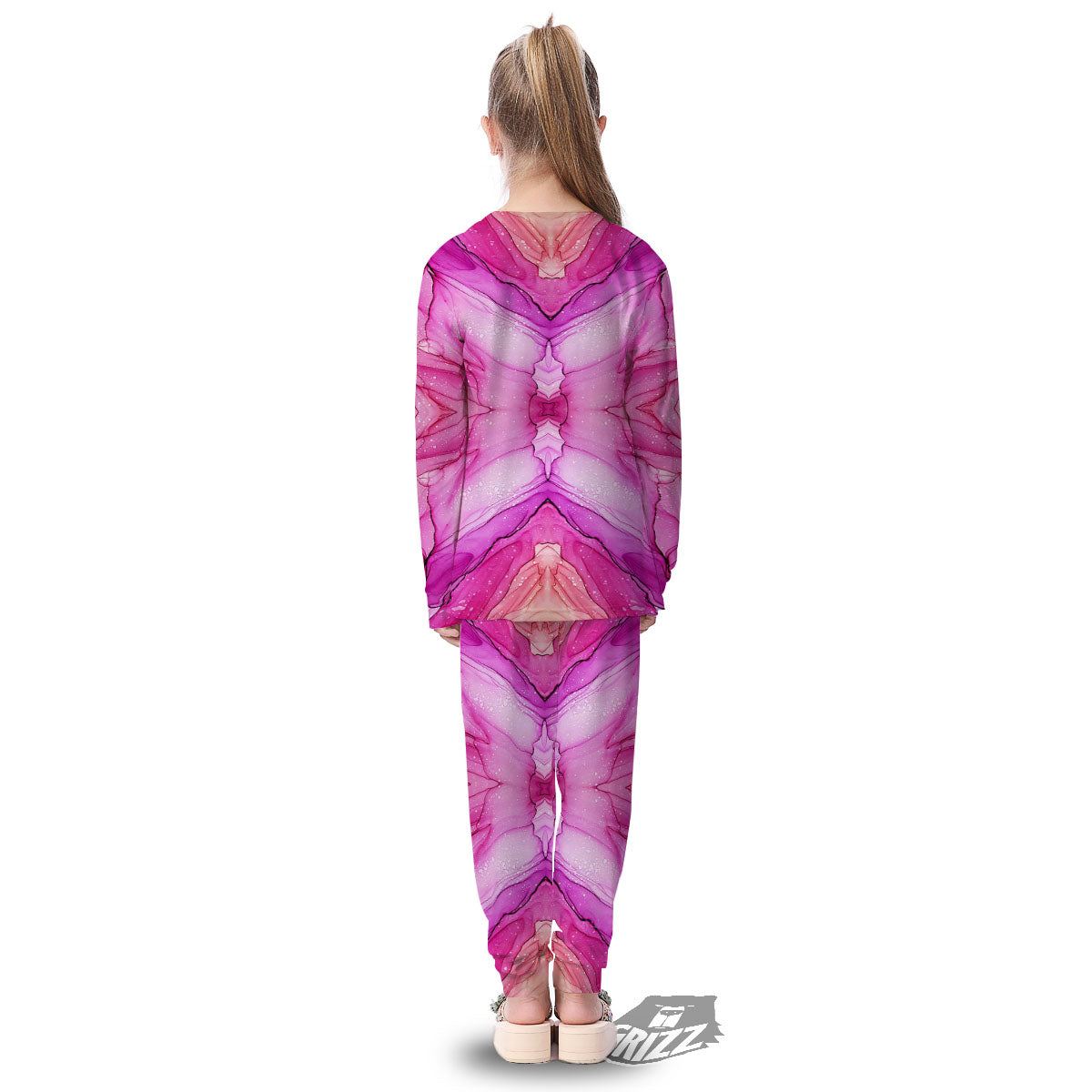 Pink Kaleidoscope Print Kid's Pajamas-grizzshop