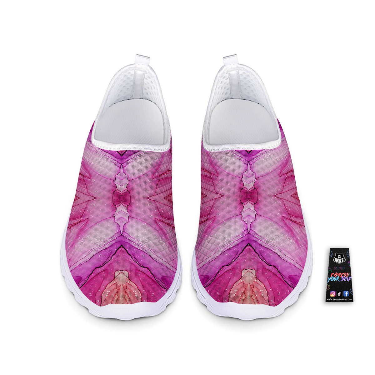 Pink Kaleidoscope Print Nurse Shoes-grizzshop