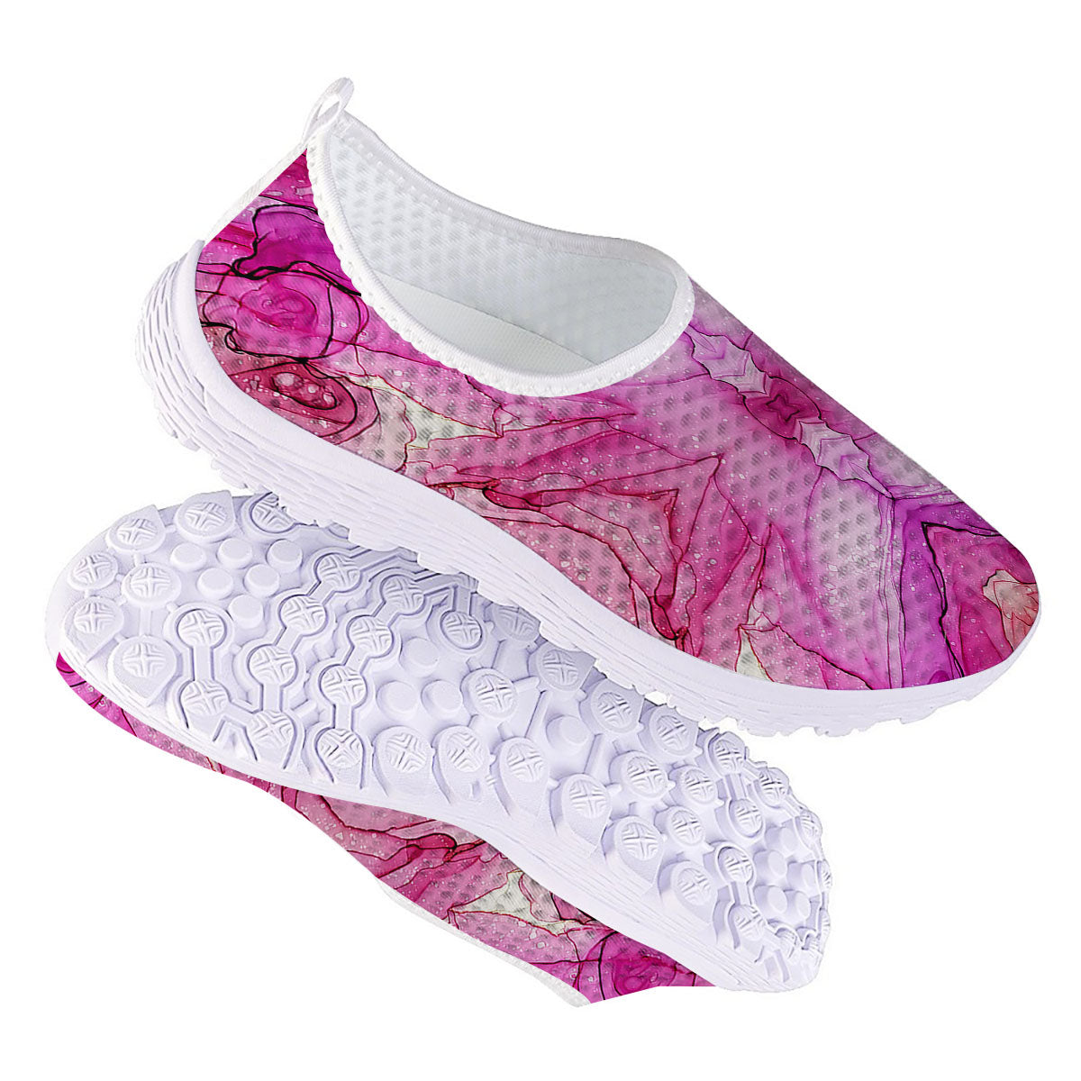 Pink Kaleidoscope Print Nurse Shoes-grizzshop