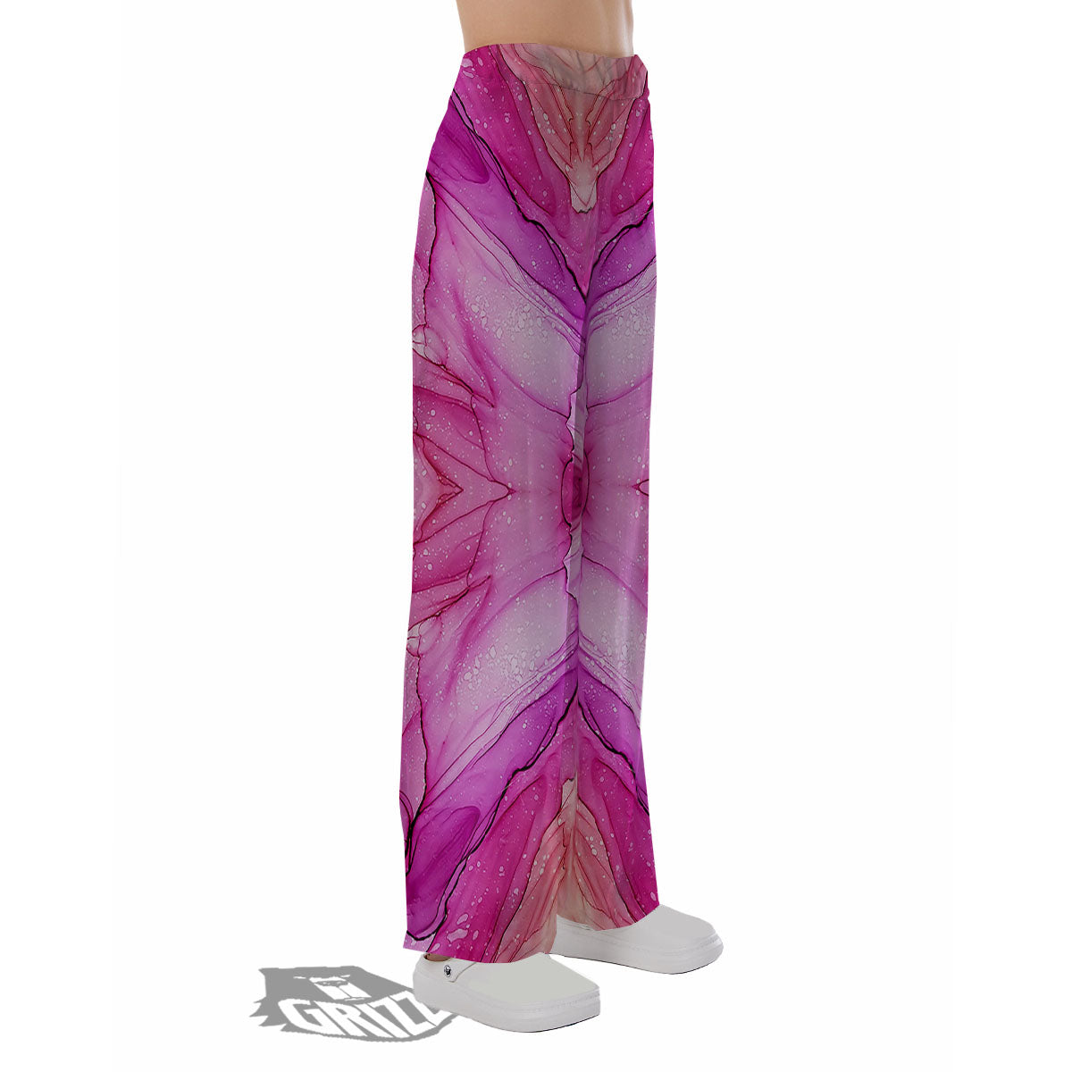 Pink Kaleidoscope Print Pajama Pants-grizzshop
