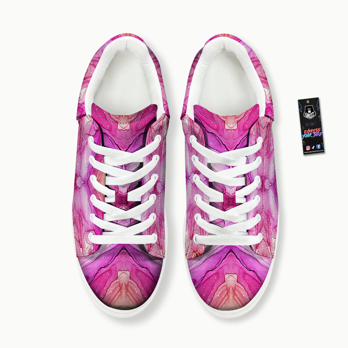 Pink Kaleidoscope Print Platform Shoes-grizzshop