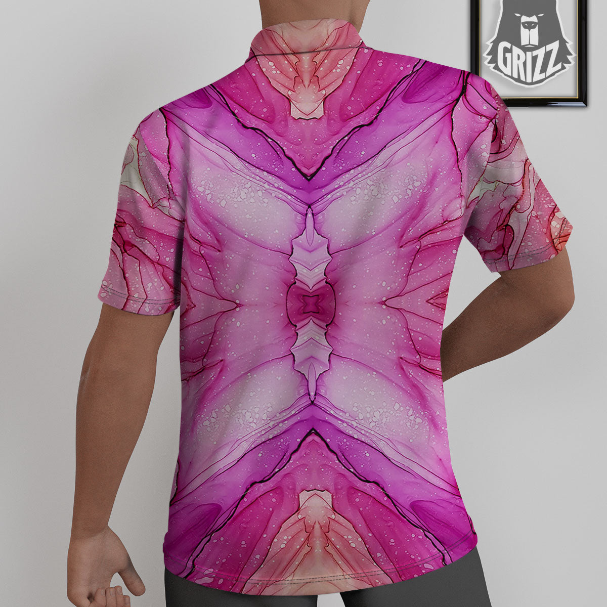 Pink Kaleidoscope Print Untucked Shirts-grizzshop