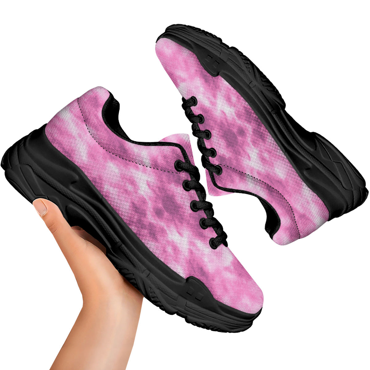 Pink Magenta Acrylic Print Pattern Black Chunky Shoes-grizzshop