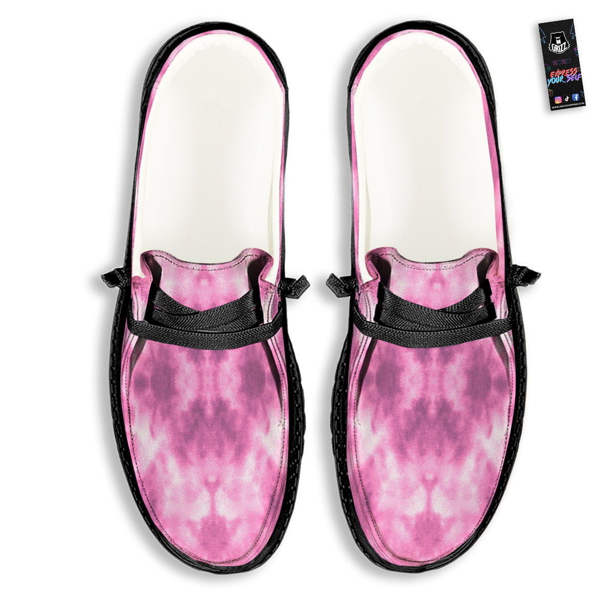 Pink Magenta Acrylic Print Pattern Black Loafers-grizzshop