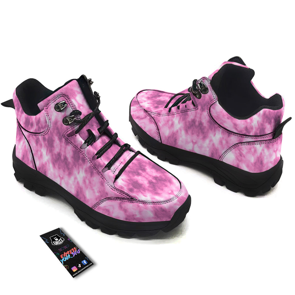 Pink Magenta Acrylic Print Pattern Hiking Shoes-grizzshop