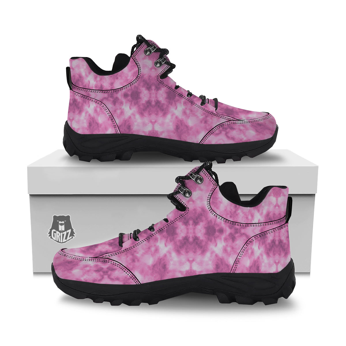 Pink Magenta Acrylic Print Pattern Hiking Shoes-grizzshop