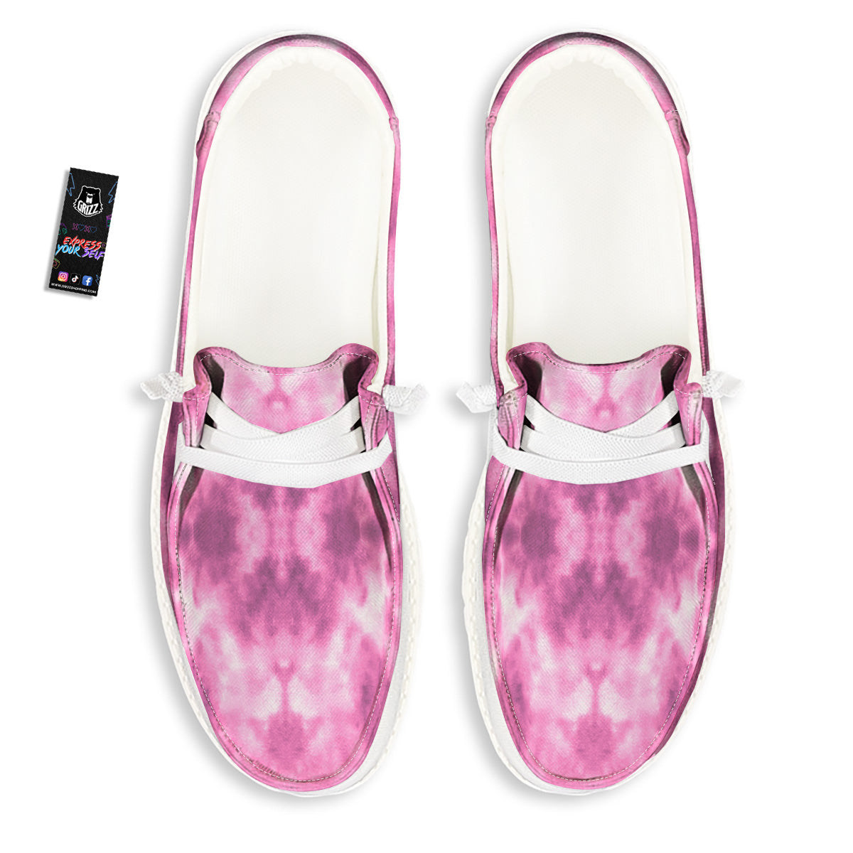 Pink Magenta Acrylic Print Pattern White Loafers-grizzshop
