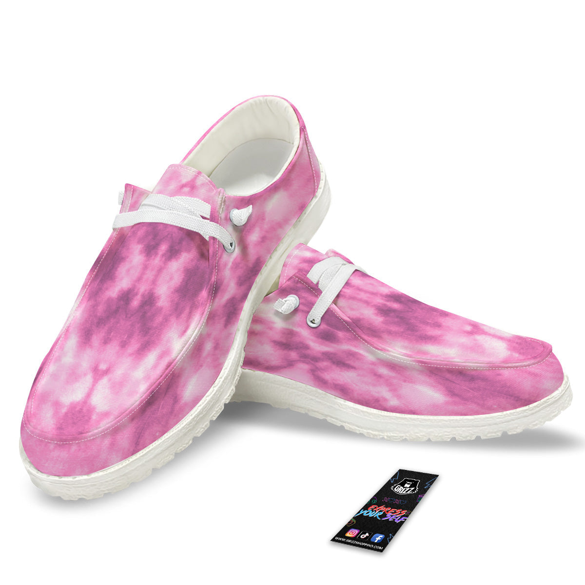 Pink Magenta Acrylic Print Pattern White Loafers-grizzshop