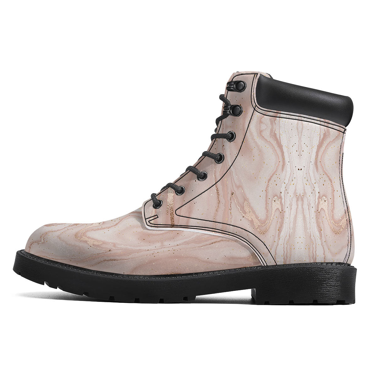 Pink Marble Print Pattern Boots-grizzshop