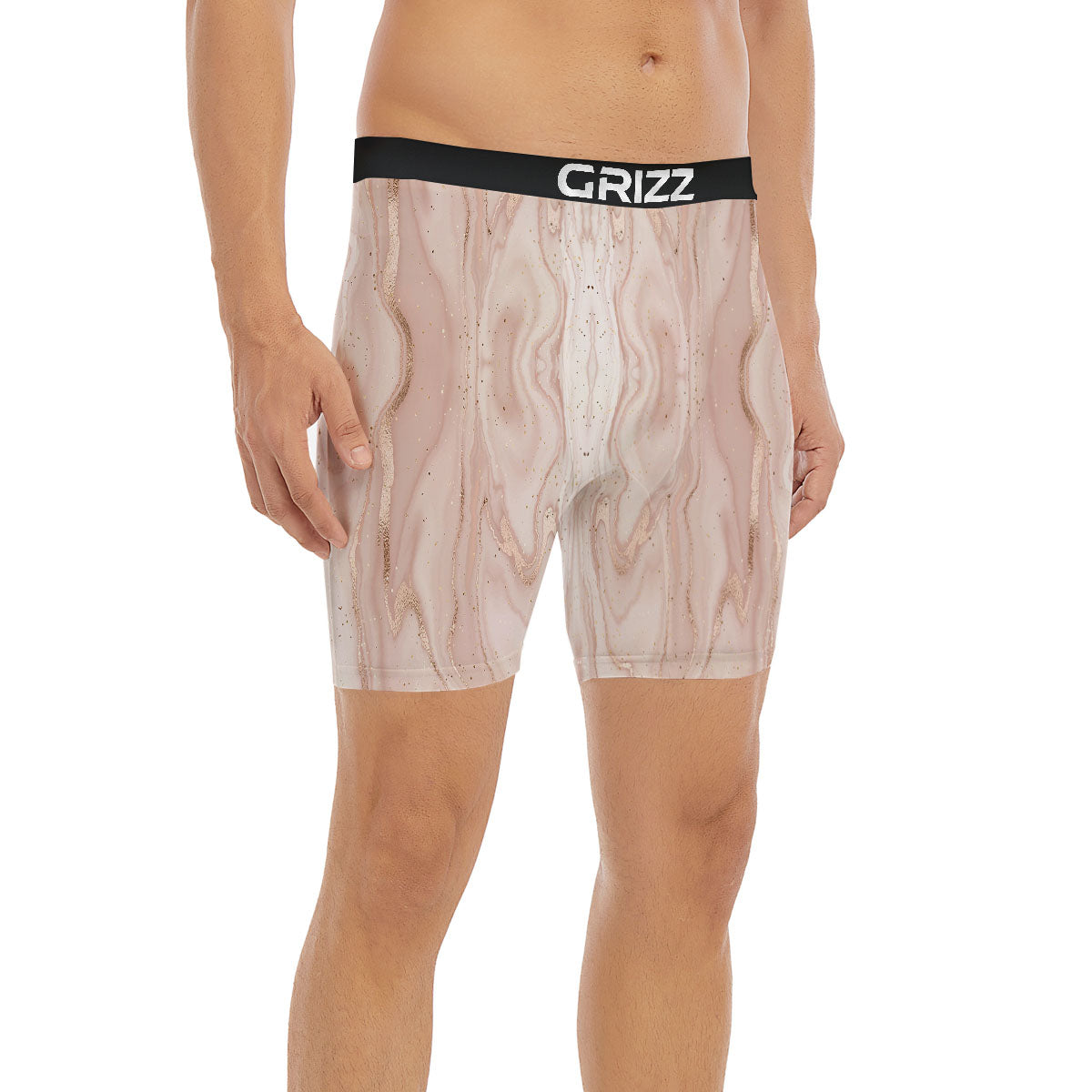 Pink Marble Print Pattern Boxer Briefs-grizzshop