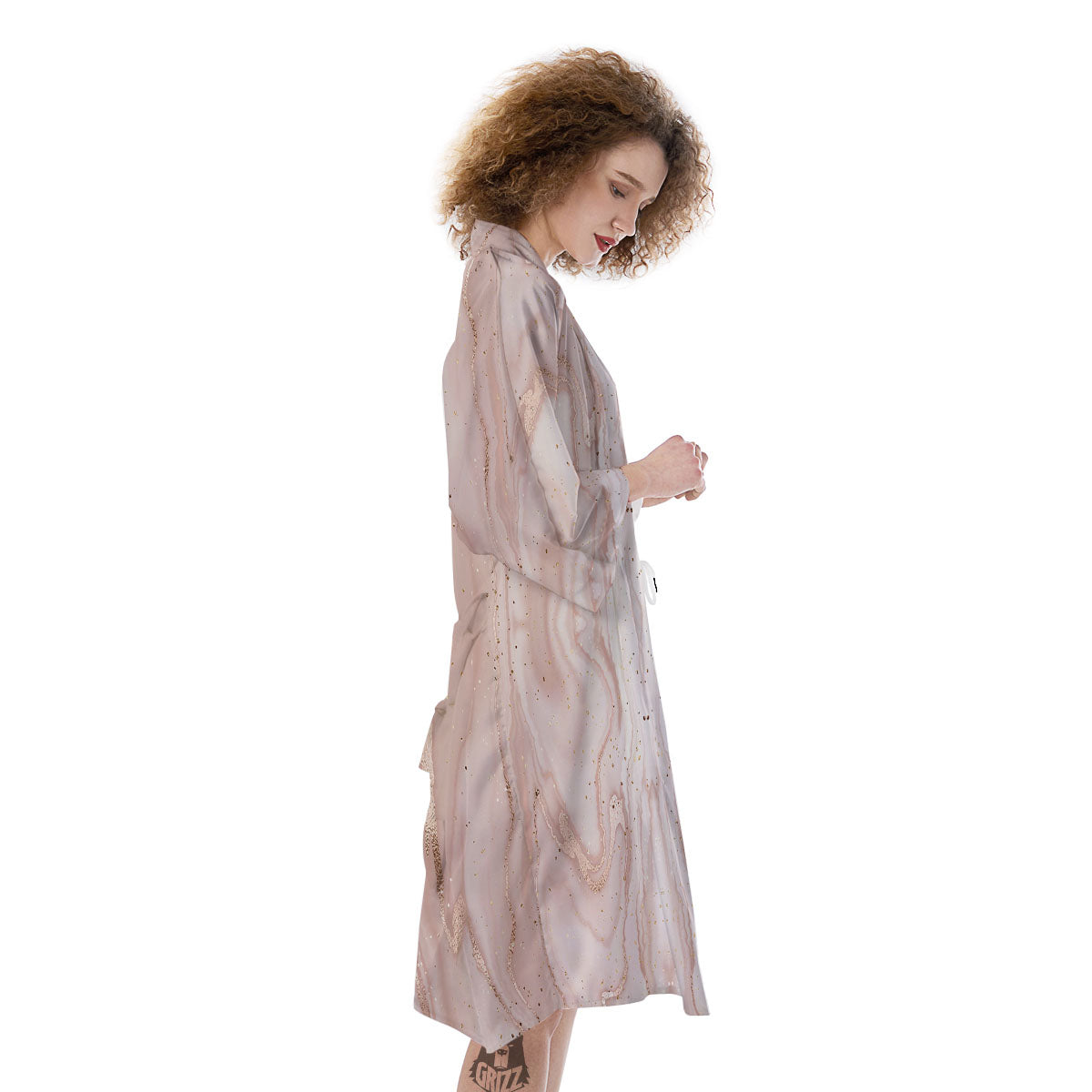 Pink Marble Print Pattern Kimono-grizzshop
