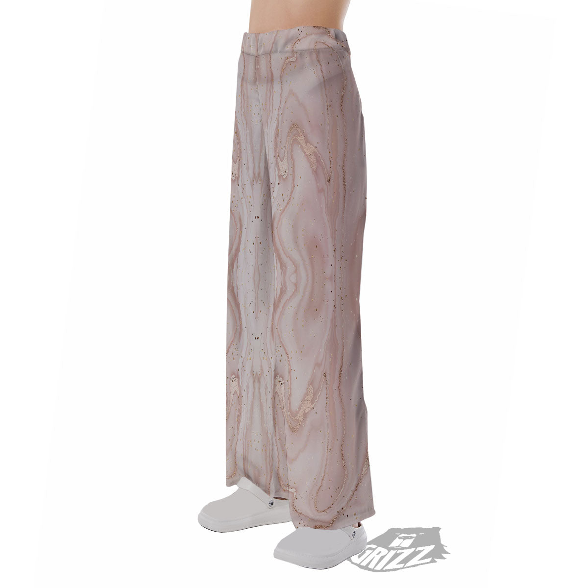 Pink Marble Print Pattern Pajama Pants-grizzshop